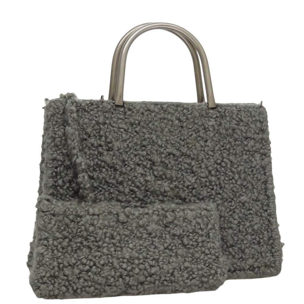 Salvatore Ferragamo Hand Bag Wool Gray